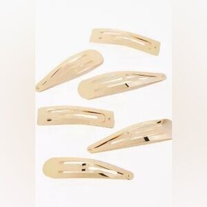 ▪️NWT Anthropologie Classic large Gold Barrettes, Set of 6